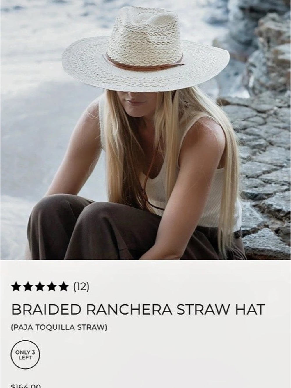 Minga Braided Ranchera Straw Hat Straw Hat in Tan Size S Like New